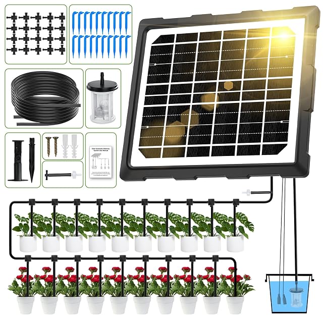 Système de goutte-à-goutte solaire avec panneau, pompe et programmateur