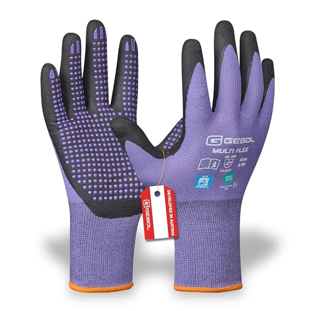 Gant de jardin en tricot fin à paume nitrile picotée