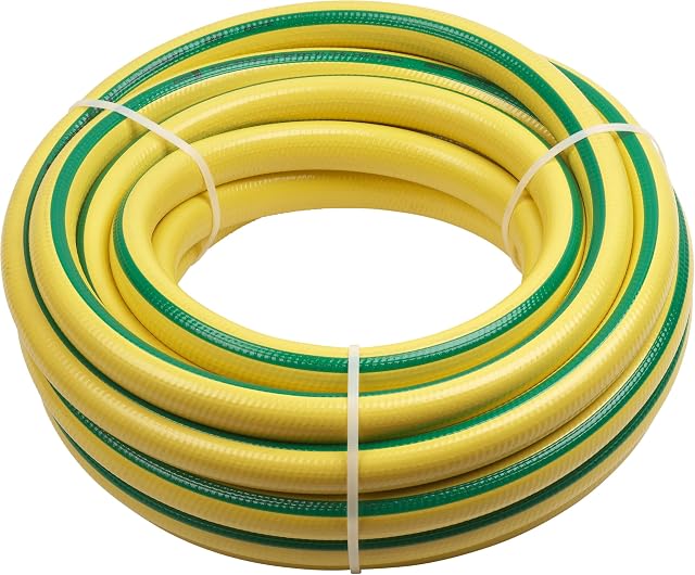 Tuyau d’arrosage jaune Meister à tricot tressé avec bande verte