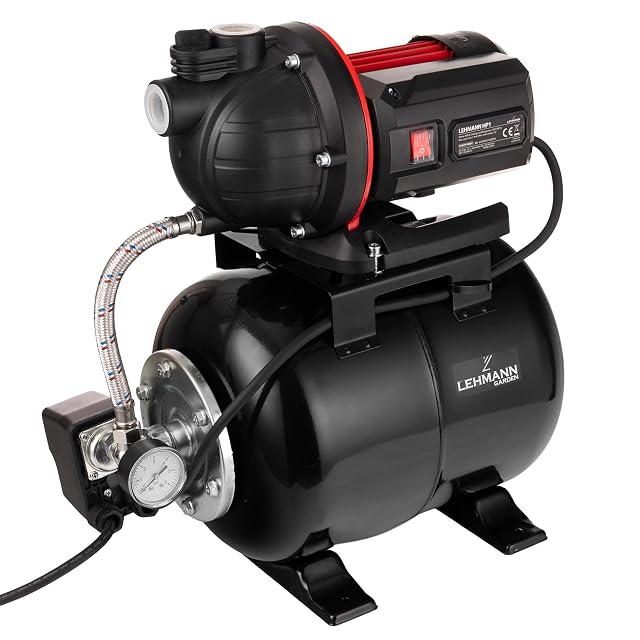 Surpresseur LEHMANN HP1 avec vase sous pression en acier de 19 litres et manomètre