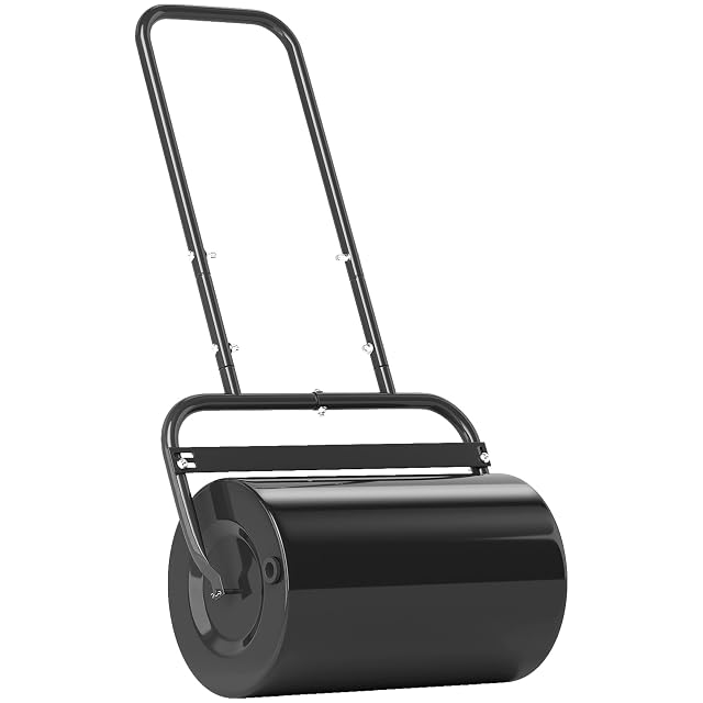 Rouleau de pelouse Outsunny en acier noir avec timon en U