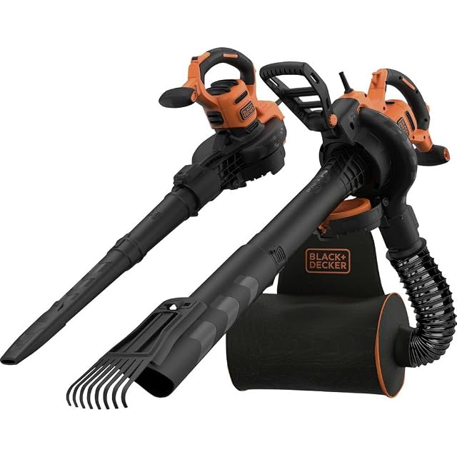 Souffleur-aspirateur filaire BLACK+DECKER BEBLV301 avec sac de ramassage dorsal de 72 litres