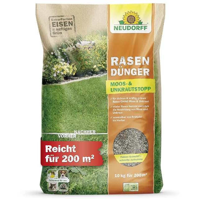 Engrais gazon Neudorff anti-mousse et anti-adventices, 10 kg