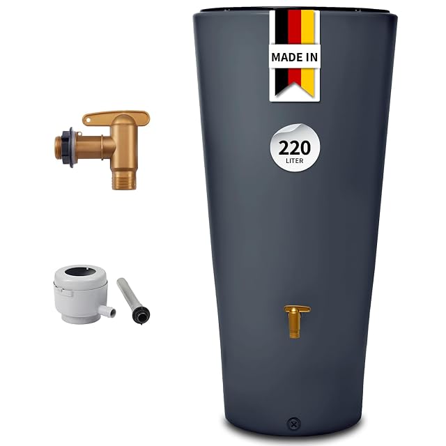 Récupérateur d’eau étroit gris graphite avec bac de plantation amovible sur le dessus