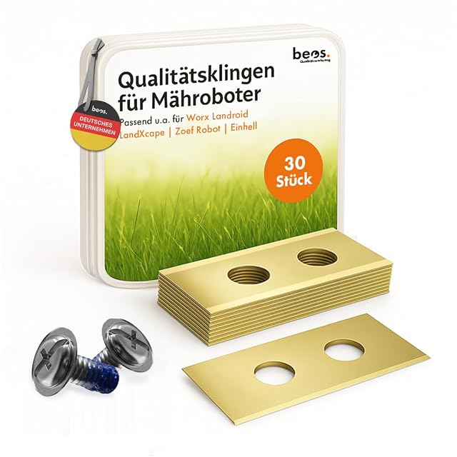Trente lames de robot de tonte en inox trempé avec vis cruciformes