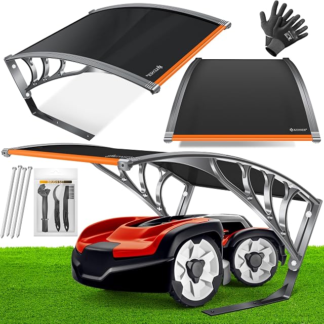 Garage pour robot de tonte KESSER noir et orange avec toit polycarbonate