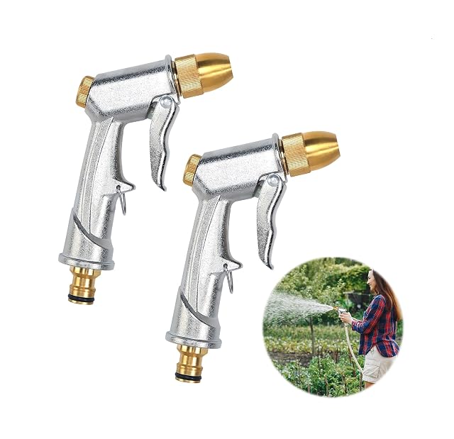Deux pistolets d’arrosage en alliage d’aluminium pour tuyau de jardin