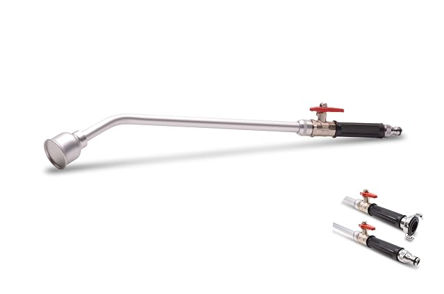 Lance d’arrosage en aluminium avec pomme perforée et robinet laiton à boisseau