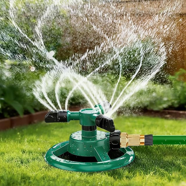 Arroseur de jardin rotatif à trois bras avec raccord rapide