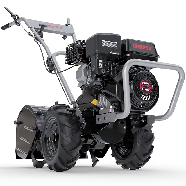 Motobineuse thermique ONBEST avec largeur de travail de 48 cm et douze fraises
