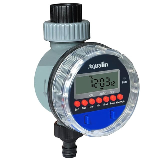 Programmateur d’arrosage Aqualin YL21026 avec écran LCD et filetage de robinet ¾ pouce