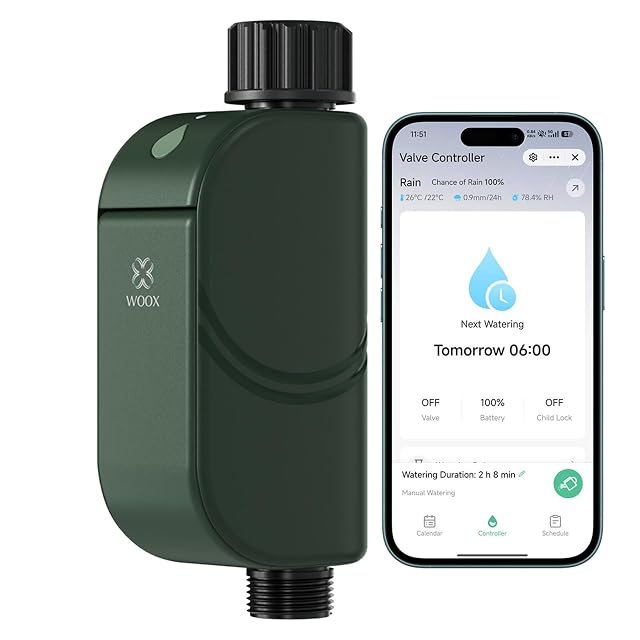 Programmateur d’arrosage Wi-Fi WOOX R2603 avec boîtier IP65 et compartiment de piles étanche