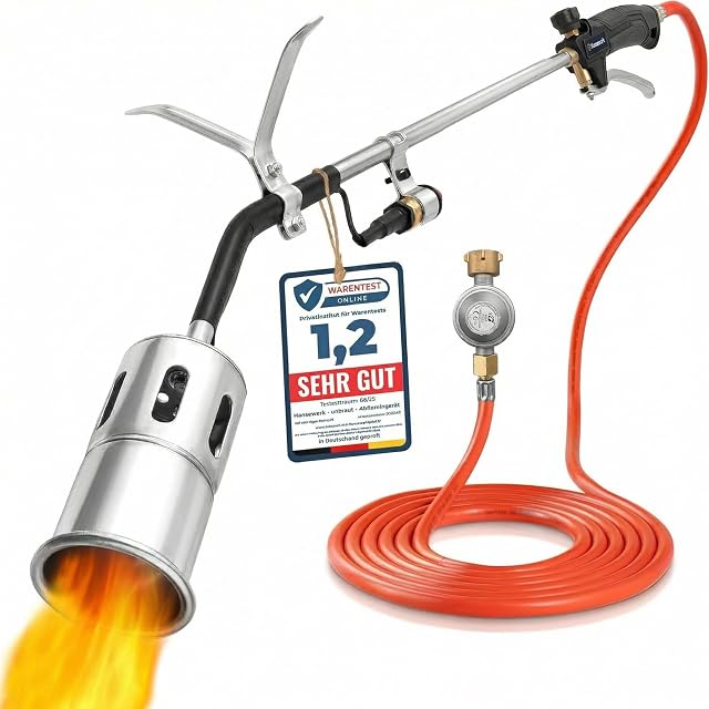 Désherbeur thermique avec allumage piezo, détendeur de pression et tuyau gaz